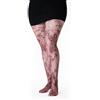 LEELA LAB, Collant Donna Curvy a Rete Effetto Pizzo, Made in Italy, Calze a Rete Taglie Forti, Ideali per Ogni Occasione, Fantasia Floreale, Colore Bordeaux, Taglia 5