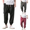 Generico Pantaloni Giapponesi Uomo Leggeri Baggy Kirakuco Harem Pants Larghi Casual Pantaloni di Lino Estivo Traspirante Pantalone Giapponese Estivi Lunghi in Cotone da Yoga e Spiaggia