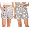 MIA LUCCE Pantaloncini da donna in cotone, pigiama corto con tasche e coulisse S-XXL, M