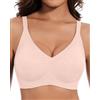 HORISUN Reggiseno da donna senza ferretto, comodo, senza cuciture, senza ferretto, reggiseno completamente coperto, scollo a V, bralette push-up (jacquard rosa S)