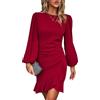 TcIFE Vestito da Donna Eleganti Manica Lunga Orlo Incrociato Ruched Mini Bodycon Abito Festa Cocktail Cerimonia Abiti per Autunno Invernale