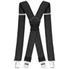 Pejoye Bretelle Uomo Vintage da Lavoro Eleganti Sportive Regolabili Larghe Forte 4 Clips e Forma a X Elastica Taglia Unica per Uomo und Donna (Nero)