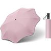 Meichoon Ombrello ad angolo arrotondato anti-poking per sole e pioggia, con striscia riflettente, leggero, anti-ultravioletto, scheletro in fibra di vetro, 8 stecche
