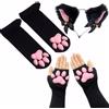 ztowoto Calze alte alla coscia, calze rosa con artigli di gattino 3D Calzini con zampa di gatto carino per ragazze Donne Cat Cosplay