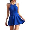 SHEKINI Elegante costume da bagno intero da donna, con schiena scoperta, stile retrò, per il controllo della pancia, costume da bagno da donna, blu reale, 3XL