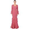 Wildarms Vestito Fenicottero Donna Lungo - Costume da Sivigliana Adulto con Pois, Maniche a Siviglia - Vestito Andaluso Elegante per Fiera e Danza