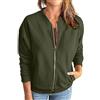 Generic Felpe da donna UK con zip completa - Giacca da donna alla moda a maniche lunghe con tasche, cardigan da donna tinta unita, felpe larghe e comode da donna senza cappuccio, taglie forti, giacche casual
