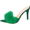 Vhersily 2024 Sandali Da Donna Con Tacco Alto In Piuma Pantofola Pelliccia Sexy Punta Aperta Medio Comode Eleganti Fluffy A Ciabatte Cutie Spillo A