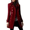 EGSDMNVSQ Trench Donna Cappotto in Lana con Risvolto con Doppia Fila di Bottoni Caldo Parka Cappotto Invernale Lungo Antivento a Maniche Lunghe con Colletto Rovesciato Giacca Giacca Slim Fit Outwear