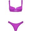 F**K Bikini Donna Reggiseno con Ferretto e Slip Brasiliano Fisso Viola SW1803-PR