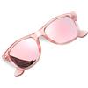 KANASTAL Occhiali da Sole Rosa Specchio Donna Polarizzati Uomo Montatura Trasparente Specchiati UV400 Alla Moda Quadrati Retro Vintage Pink Sunglasses per Spiaggia Shopping -Telaio Rosa