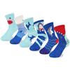 Queenshin 6 Paia di Calze Ragazzo Calzini Bambino Con Squali Oceano Blu Animali dei Cartoni Calzini Crew Corti Regalo Morbido in 5-8 Anni Taglia 28-31