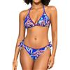 SHEKINI Bikini da donna a triangolo con lacci, costume da bagno con schiena scoperta, costume da bagno in due pezzi, Foglie stampa floreale, L