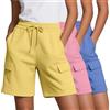 Neer Confezione da 3 Pantaloncini Cargo da Donna, in Vita Elasticizzata, con Coulisse, Lunghezza al Ginocchio, Stile Casual, con Tasche Cargo
