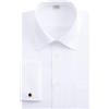 J.VER camicia da uomo con polsino francese e abbottonatura, camicia da cerimonia (confezione da 1), bianco, M