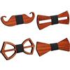 Huliyhus 4 papillon in legno naturale, fatti a mano, regolabili, papillon da uomo, per smoking, feste di nozze, Set 02, taglia unica