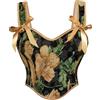 SCARLET DARKNESS Women Renaissance Corset Square V-Neck Lace-up Corset Top Floral Shapewear Corsets