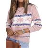 Demegimi Maglioni Natalizi Donna Pullover Natale Maglietta a Manica Lunga Maglione Natalizio Fiocco Neve Alce Girocollo Donna Maglione Festa Natale