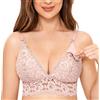 MOMANDA Donna Reggiseno Allattamento Imbottito in Pizzo Senza Ferretto Comodo Morbido e Traspirante Rosa Nudo 3D