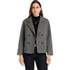 Lazutom Cappotto corto da donna in lana pied de poule doppiopetto giacca corta con tasche cappotto invernale da pisello, Nero , S