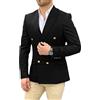 Hinewsa Navy Blu Wedding Blazer Uomo Gentleman Giacca Bottoni Oro Casual Slim Fit Doppio Petto Affari Cappotto