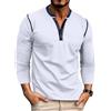 MakingDa Henley Maglia Uomo Manica Lunga Bottoni T Shirt Slim Muscle Fit Classic Vintage Maglietta a Maniche Lunghe Camicia Elasticizzata Leggera Casual Sportive Palestra Bianco XXL