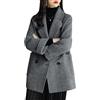 Goolecrimp Donna Autunno e Inverno Casual Doppio Petto Caldo Cappotto Business Casual Cardigan Giacca Cappotto Spesso Inverno Pisello Cappotto (Grigio Scuro,XXL)