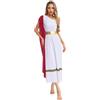 Miutii Costume da dea greca da donna Abito bianco greco antico Toga vecchio vestito romano Abbigliamento a tema Show Costume da ballo, B rosso vino., M