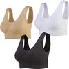 Lemef Reggiseno Sport Privo di Cuciture a Fili Liberi Reggiseno Yoga con Imbottiture Estraibili per Donne Set di 3