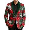 KHIRVWL Blazer Uomo Invernale Giacca Natalizia Stampa Albero Natale Cappotto Fiocco di Neve Giubbotto in Pile Giacche Monopetto Felpa Colletto Risvolto Giacca Xmas Divertente Abbigliamento per Tempo Libero