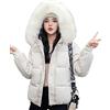 Lazutom - Piumino invernale da donna con collo in pelliccia e cappuccio bianco 40