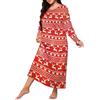 Generic Camicia da Notte Donna Cotone Women Plus Size Sleepwear Round Neck Long Sleeve Printed Nightdress Pajamas Camicia da Notte Invernale Donna Taglie Forti (Red, XXXXXL)