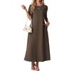 GRECERELLE Abito estivo da donna, scollo rotondo, maxi abito con tasche, maniche corte, casual, linea ad A, abito lungo e largo