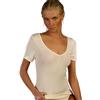 Clessidra Maglia Donna Manica Corta in Lana Merino Seta Made in Italy, Scollo a V, Maglia Intima, Camiciola, Maglietta Manica Corta, Lana Seta, Maglia Donna, Lana E-8211 (5, Avorio)