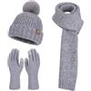 HAOLEI Set Sciarpa Guanti Cappello Donna Invernale Berretto Cappelli Invernale Scaldacollo Guanti Touch Screen Uomo Donna 3in1 Kit Accessori Caldi Cappello Sciarpa Guanti Regalo Morbido Per Outdoor