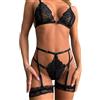 QKEPCY Lingerie Donna Pizzo Triangolo Set Completo Intimo Reggicalze Elegante Abbigliamento Intimo Sexy Design Raffinato Decorazione in Pizzo