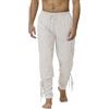 SHEYOW Uomo Pantaloni Medievale retrò con Lacci Punk Pants Cosplay da Vichingo Pirata Costume Halloween (XL, Bianco)