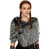 keland Collo Pelliccia Sintetica Copri Spalle Coprispalle Stola Costume Vichinga Donna (Nero Bianco)
