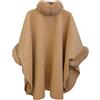 GUOCU Cappotto di Misto Lana Donna Cappotti Lungo Invernali Autunno Maniche Lunghe Moda Casual Eleganti Giacca Trench Cardigan Scialle Calda con Collo in Pelliccia Sintetica,Cammello,3XL