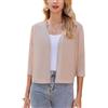 Zeagoo Bolero da Donna Festivo Elegante Cardigan Bolero Corto Giacca con Spalla Manica a 3/4 Cardigan Aperto sul Fronte Casual Tinta Unita S-XXL