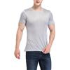 MOONSIYU T-shirt da uomo in morbida seta, a maniche corte, in pura seta, traspirante, con scollo a V, Argento, M