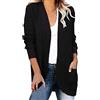 Generic Cardigan a cascata taglie forti, cardigan a maglia grossa da donna a maniche lunghe cardigan aperto sul davanti capispalla di media lunghezza maglioni a tinta unita con tasche cardigan caldo inverno