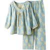 Uwdiohq Donna in Cotone con Maniche Lunghe E Cardigan, Completo Casa, Camicia Notte Vestaglia Pigiama Ragazza 16 Anni Lungo Caldo Aperto Pregiate Comodo Invernale Estivo 14 (XA-Green, M)