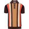 OXKNIT Polo da uomo a maniche corte vintage anni '60 marrone a righe