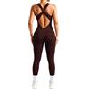 STARBILD Tuta Sportiva Donna Schiena Nuda, Jumpsuit Senza Cuciture Push Up, Tutina Aderente Senza Maniche, Monopezzi Intero per Fitness Yoga Palestra Tempo Libero, Stampa Leopardata - Nero M