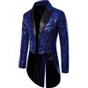 Generico Frac da Uomo Cappotto Brillantini con Paillettes Glitterati Blazer Giacche Casual Smoking Vestito Elegante Cerimonia Giacca Uomo Vintage Festa di Nozze Costume Abbigliamento Medievale Cappotto Lungo