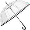 PERLETTI Ombrello Trasparente Automatico da Donna - Ombrello Antivento Lungo a Cupola Classico con Profilo Nero - Grande Resistente Leggero da Pioggia Adulto - Diametro 89 cm (Bordo Nero)
