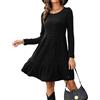 Zetieny Abito Maglione Donna in Maglia Maniche Lunghe Elegante Tinta Unita | Tessuto Morbido, Confortevole, Elastico, Collo Rotondo, Stile A-line, Motivo a Righe Verticali, Feste Serali, Feste, Vacanze