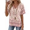 Rapbin Camicia da Donna con Scollo a V, Top Estivi Eleganti in Cotone, T-Shirt Casual con Bottoni, Tunika da S a XXL, M