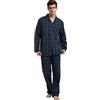 GLOBAL Pigiama Uomo 100% Cotone, Set Biancheria da Notte Lungo Traspirante | Due pezzi leggero adatto tutto l'anno, Camicia con tasche, coulisse pantalone, tessuto confortevole per il riposo notturno